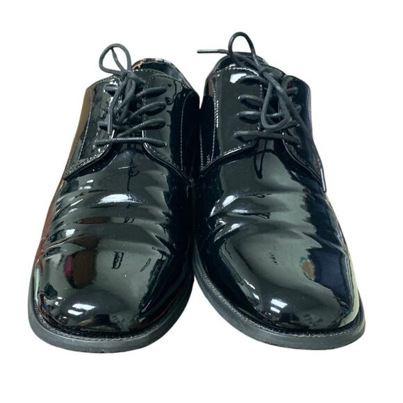 Jousen Mens Size 13 Shiny Black Faux Leather Lace Up Formal Oxford Loafer Shoes main image 5